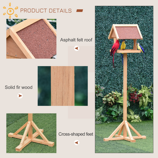 PawHut Wooden Bird Table Wild Bird Feeding Station Freestanding Feeder for Garden Outdoor 55 x 55 x 144cm - Giant Lobelia