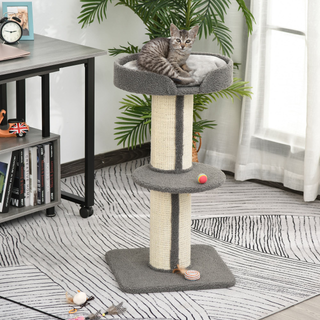 PawHut 91cm Cat Tree for Indoor Cats Kitten Activity Center Play Tower Perches Sisal Scratching Post Lamb Cashmere Grey - Giant Lobelia