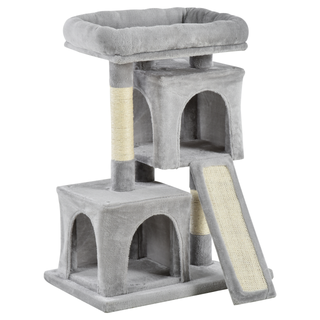 PawHut Cat Tree for Indoor Cats Activity Center Kitten Scratching Post Climbing Tower Grey 59 x 39 x 83 cm - Giant Lobelia