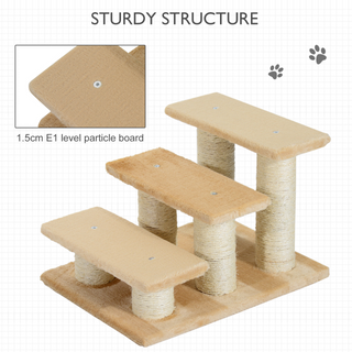 PawHut Pet Stairs 3-step Pet Ladder Cat dog Stairs Climb Ladder Cat Tree - Giant Lobelia