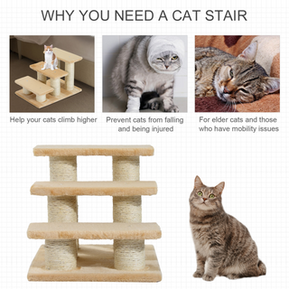 PawHut Pet Stairs 3-step Pet Ladder Cat dog Stairs Climb Ladder Cat Tree - Giant Lobelia