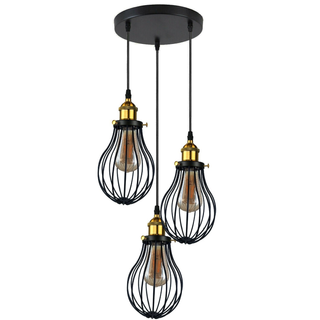 Industrial 3 heads Black hanging Pendant Ceiling Light Cover Decorative Cage light fixture~3445 - Giant Lobelia