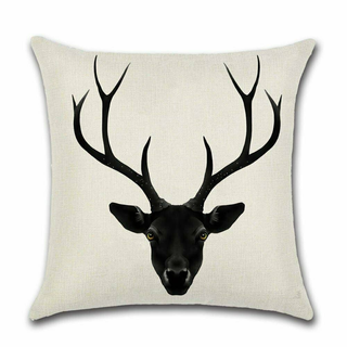 Cushion Cover Deer Head - Black - Giant Lobelia