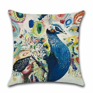 Cushion Cover Colourful - Peacock - Giant Lobelia