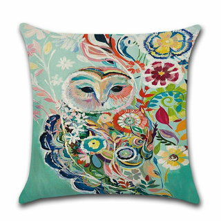 Cushion Cover Colourfull - Owl - Giant Lobelia