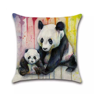 Cushion Cover Panda - Mother & Child - Giant Lobelia