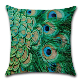 Cushion Cover Peacock - Bright Green - Giant Lobelia