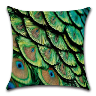 Cushion Cover Peacock - Green - Giant Lobelia