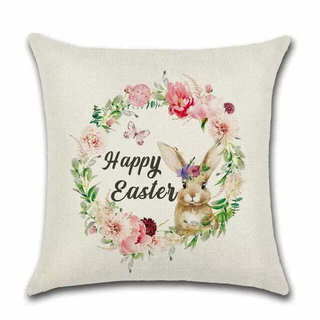 Cushion Cover Easter - Wreath - Giant Lobelia