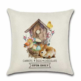 Cushion Cover Easter - Birdhouse - Giant Lobelia