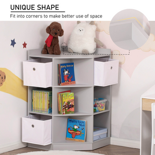 Kids Storage Cabinet Corner Toy Storage Organizer Children Bookcase Rack for Children's Play Room/Bedroom with Anti-tipping Hardware Drawers, Grey - Giant Lobelia