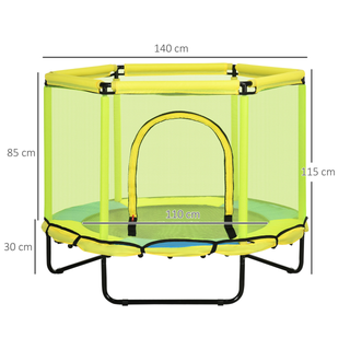 ZONEKIZ 4.6FT Kids Trampoline with Enclosure Safety Net, Hexagon Indoor Jumper for Children 1-6 Years Old, Yellow - Giant Lobelia