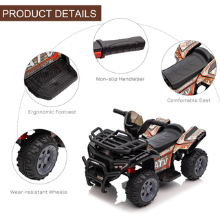 6V Kids Electric Ride on Car Toddlers Quad Bike ATV Toy With Music for 18-36 months Black - Giant Lobelia