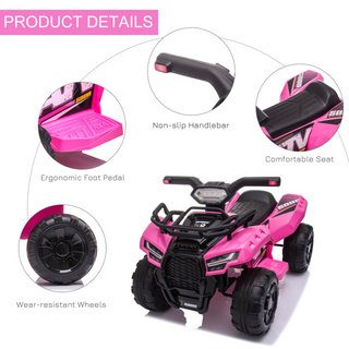 6V Kids Electric Ride on Car Toddlers Quad Bike ATV Toy With Music for 18-36 months Pink - Giant Lobelia