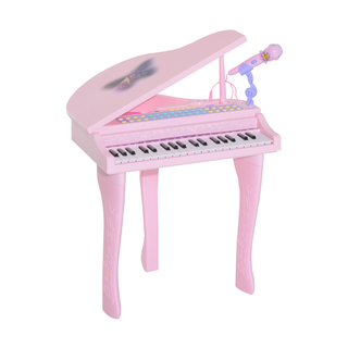 37 Keys Kids Mini Electronic Keyboard Children Grand Piano with Stool Microphone Light Musical Instrument Educational Game Toy Set (Pink) - Giant Lobelia