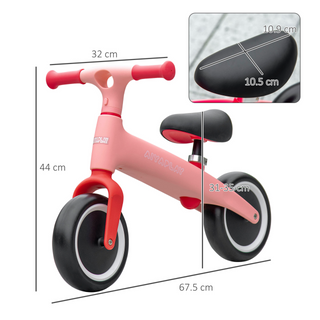 AIYAPLAY Baby Balance Bike Children Bike Without Pedals w/ Adjustable Seat, for Toddlers, Ages 1.5-3 Years up to 25kg - Pink - Giant Lobelia