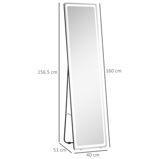 Full-Length Mirror with LED Lights and Remote Control, Freestanding Floor Mirror, Wall Mounted Full Body Mirror for Bedroom - Giant Lobelia