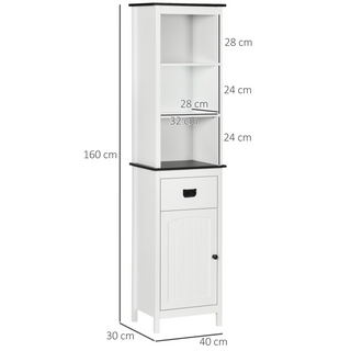 kleankin Tall Bathroom Cabinet, Freestanding Tallboy Storage Unit with Drawer and Adjustable Shelf for Living Room, White - Giant Lobelia