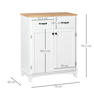 Modern Kitchen Cupboard, Wooden Storage Cabinet, Tableware Organizer with 2 Drawers for Living & Dining Room, White - Giant Lobelia