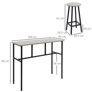 6-Piece Bar Table Set, 2 Breakfast Tables with 4 Stools, Counter Height Dining Tables & Chairs for Kitchen, Living Room, Grey - Giant Lobelia