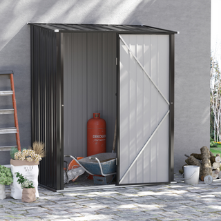 5ft x 3ft Outdoor Storage Shed, Garden Metal Storage Shed with Single Lockable Door, Tool Storage Shed for Backyard, Patio, Lawn, Charcoal Grey - Giant Lobelia