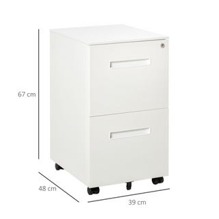 Vinsetto Mobile File Cabinet Vertical Home Office Organizer Filing Furniture with Adjustable Partition for A4 Letter Size, Lockable for Office, Bedroom and Living Room, White - Giant Lobelia