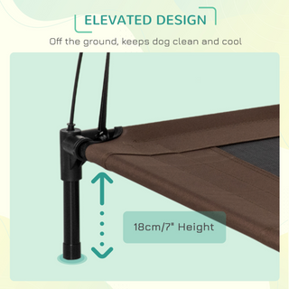 PawHut Raised Dog Bed Waterproof Elevated Pet Cot with Breathable Mesh UV Protection Canopy Coffee, for Large Dogs, 92 x 76 x 90cm - Giant Lobelia