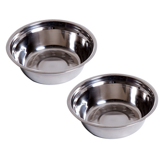 PawHut Stainless Steel Raised Dog Feeding Bowls with Stand Elevated Twin Pet Bowls Water Food Feeder 43.7L x 24W x 15H cm - White - Giant Lobelia