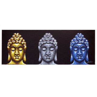 Buddha Painting - Three Heads Black - Giant Lobelia