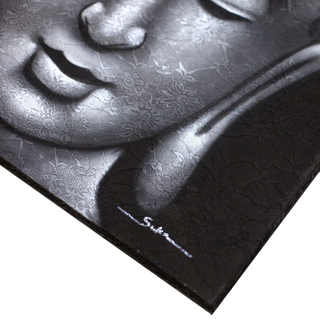 Buddha Painting - Grey Brocade Detail - Giant Lobelia