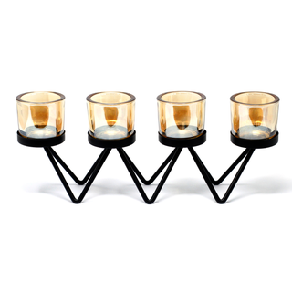 Centrepiece Iron Votive Candle Holder - 4 Cup Zig Zag - Giant Lobelia