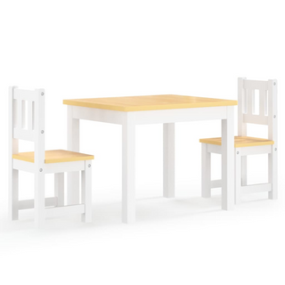 3 Piece Children Table and Chair Set White and Beige MDF - Giant Lobelia