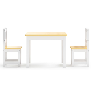 3 Piece Children Table and Chair Set White and Beige MDF - Giant Lobelia