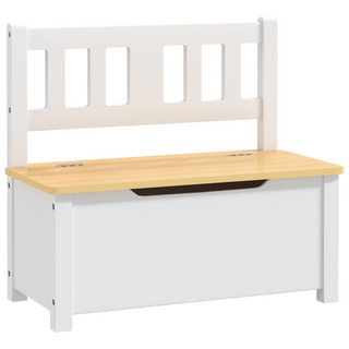 vidaXL Children Storage Bench White and Beige 60x30x55 cm MDF - Giant Lobelia