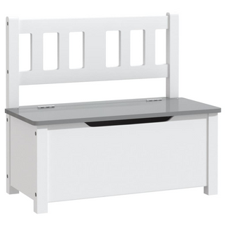 vidaXL Children Storage Bench White and Grey 60x30x55 cm MDF - Giant Lobelia