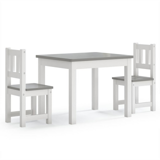 3 Piece Children Table and Chair Set White and Grey MDF - Giant Lobelia