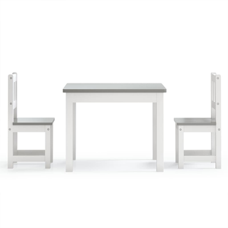 3 Piece Children Table and Chair Set White and Grey MDF - Giant Lobelia