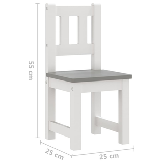 3 Piece Children Table and Chair Set White and Grey MDF - Giant Lobelia