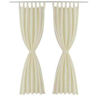 2 pcs Cream Micro-Satin Curtains with Loops 140 x 245 cm - Giant Lobelia