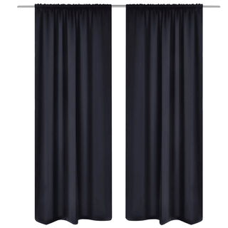 2 pcs Black Slot-Headed Blackout Curtains 135 x 245 cm - Giant Lobelia