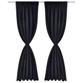 2 pcs Black Slot-Headed Blackout Curtains 135 x 245 cm - Giant Lobelia