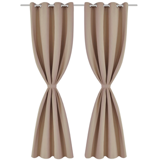 2 pcs Cream Blackout Curtains with Metal Rings 135 x 245 cm - Giant Lobelia