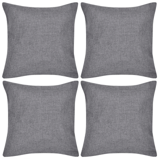 4 Anthracite Cushion Covers Linen-look 40 x 40 cm - Giant Lobelia