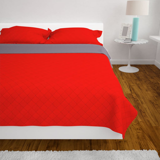 vidaXL Double-sided Quilted Bedspread Red and Grey 230x260 cm - Giant Lobelia