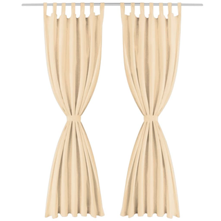 vidaXL Micro-Satin Curtains 2 pcs with Loops 140x175 cm Beige - Giant Lobelia