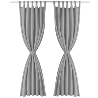 vidaXL Micro-Satin Curtains 2 pcs with Loops 140x175 cm Grey - Giant Lobelia