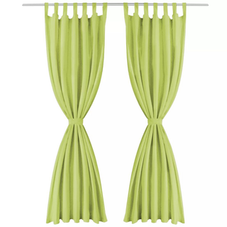 vidaXL Micro-Satin Curtains 2 pcs with Loops 140x175 cm Green - Giant Lobelia