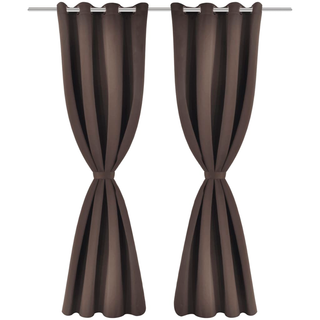 Blackout Curtains 2 pcs with Metal Eyelets 135x175 cm Brown - Giant Lobelia