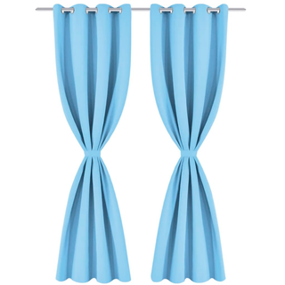 Blackout Curtains 2 pcs with Metal Eyelets 135x175 cm Turquoise - Giant Lobelia