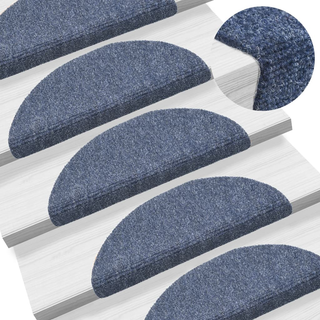 15 pcs Self-adhesive Stair Mats Needle Punch 56x17x3 cm Blue - Giant Lobelia